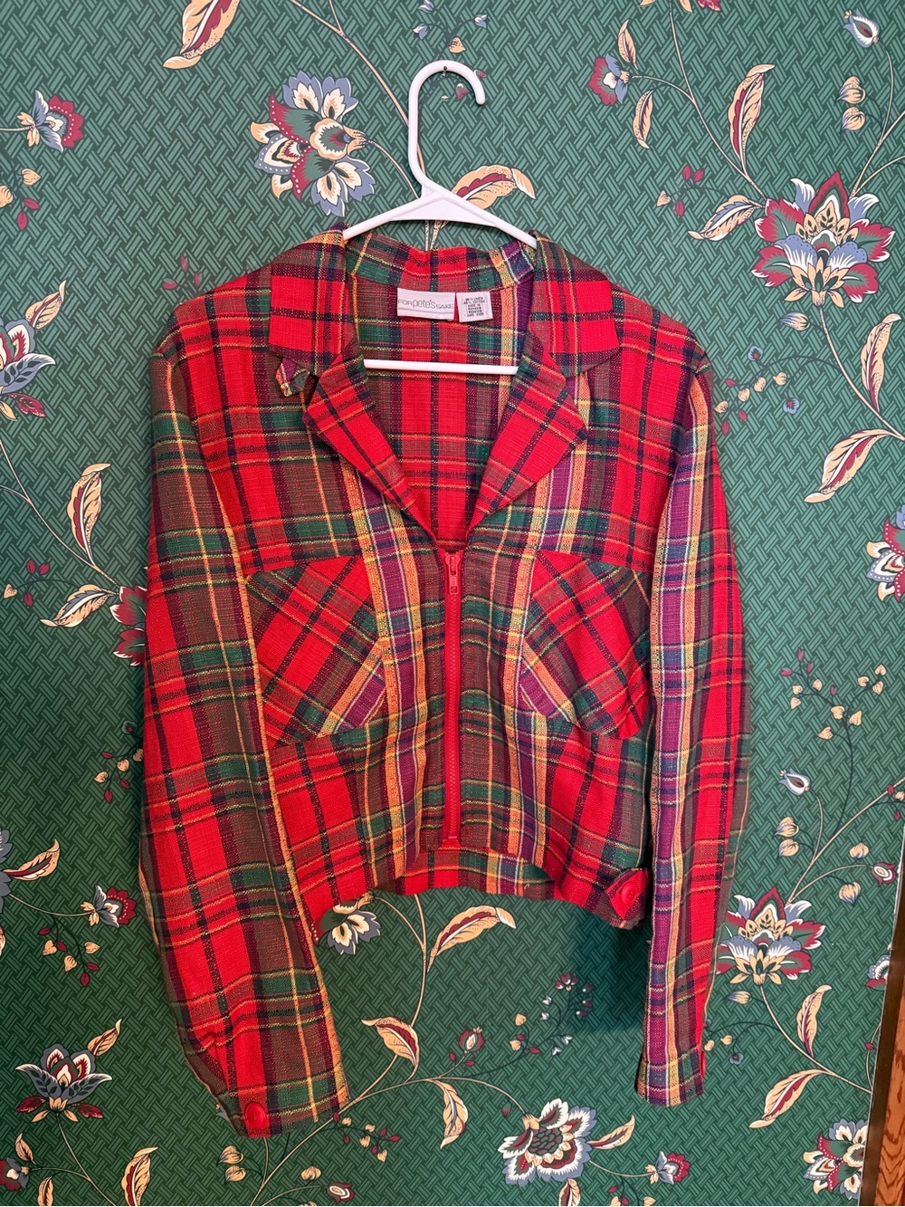For Pete’s Sake Vintage Tartan Plaid Cropped Linen & Cotton Jacket